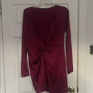 Fashion Nova Deep Red Long Sleeve Dress